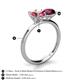 4 - Tanya Oval Shape Pink Tourmaline & Cushion Shape Rhodolite Garnet 2 Stone Duo Ring 