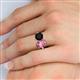 5 - Tanya Oval Shape Pink Tourmaline & Cushion Shape Black Onyx 2 Stone Duo Ring 