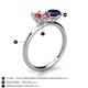 4 - Tanya Oval Shape Pink Tourmaline & Cushion Shape Blue Sapphire 2 Stone Duo Ring 