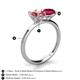 4 - Tanya Oval Shape Pink Tourmaline & Cushion Shape Ruby 2 Stone Duo Ring 