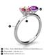 4 - Tanya Oval Shape Pink Tourmaline & Cushion Shape Amethyst 2 Stone Duo Ring 