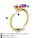 4 - Tanya Oval Shape Pink Tourmaline & Cushion Shape Amethyst 2 Stone Duo Ring 