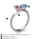 4 - Tanya Oval Shape Pink Tourmaline & Cushion Shape Blue Topaz 2 Stone Duo Ring 