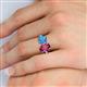 5 - Tanya Oval Shape Rhodolite Garnet & Cushion Shape Blue Topaz 2 Stone Duo Ring 