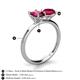 4 - Tanya Oval Shape Rhodolite Garnet & Cushion Shape Ruby 2 Stone Duo Ring 