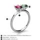 4 - Tanya Oval Shape Rhodolite Garnet & Cushion Shape Lab Created Alexandrite 2 Stone Duo Ring 