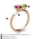 4 - Tanya Oval Shape Rhodolite Garnet & Cushion Shape Peridot 2 Stone Duo Ring 