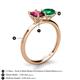 4 - Tanya Oval Shape Rhodolite Garnet & Cushion Shape Emerald 2 Stone Duo Ring 