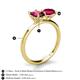 4 - Tanya Oval Shape Rhodolite Garnet & Cushion Shape Ruby 2 Stone Duo Ring 