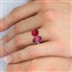 6 - Tanya Oval Shape Rhodolite Garnet & Cushion Shape Ruby 2 Stone Duo Ring 