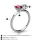 4 - Tanya Oval Shape Rhodolite Garnet & Cushion Shape Forever Brilliant Moissanite 2 Stone Duo Ring 