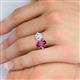 5 - Tanya Oval Shape Rhodolite Garnet & Cushion Shape Forever Brilliant Moissanite 2 Stone Duo Ring 