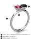 4 - Tanya Oval Shape Rhodolite Garnet & Cushion Shape Black Onyx 2 Stone Duo Ring 