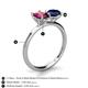 4 - Tanya Oval Shape Rhodolite Garnet & Cushion Shape Blue Sapphire 2 Stone Duo Ring 