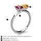 4 - Tanya Oval Shape Rhodolite Garnet & Cushion Shape Citrine 2 Stone Duo Ring 