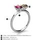 4 - Tanya Oval Shape Rhodolite Garnet & Cushion Shape Smoky Quartz 2 Stone Duo Ring 