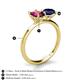 4 - Tanya Oval Shape Rhodolite Garnet & Cushion Shape Blue Sapphire 2 Stone Duo Ring 