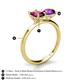 4 - Tanya Oval Shape Rhodolite Garnet & Cushion Shape Amethyst 2 Stone Duo Ring 