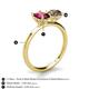 4 - Tanya Oval Shape Rhodolite Garnet & Cushion Shape Smoky Quartz 2 Stone Duo Ring 