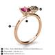 4 - Tanya Oval Shape Rhodolite Garnet & Cushion Shape Smoky Quartz 2 Stone Duo Ring 