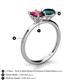 4 - Tanya Oval Shape Rhodolite Garnet & Cushion Shape London Blue Topaz 2 Stone Duo Ring 