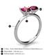 4 - Tanya Oval & Cushion Shape Rhodolite Garnet 2 Stone Duo Ring 