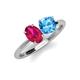 5 - Tanya Oval Shape Ruby & Cushion Shape Blue Topaz 2 Stone Duo Ring 