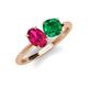 3 - Tanya Oval Shape Ruby & Cushion Shape Emerald 2 Stone Duo Ring 