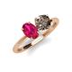 5 - Tanya Oval Shape Ruby & Cushion Shape Smoky Quartz 2 Stone Duo Ring 