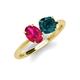 3 - Tanya Oval Shape Ruby & Cushion Shape London Blue Topaz 2 Stone Duo Ring 