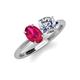 5 - Tanya Oval Shape Ruby & Cushion Shape Forever Brilliant Moissanite 2 Stone Duo Ring 