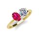 5 - Tanya Oval Shape Ruby & Cushion Shape Forever Brilliant Moissanite 2 Stone Duo Ring 