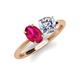 5 - Tanya Oval Shape Ruby & Cushion Shape GIA Certified Diamond 2 Stone Duo Ring 