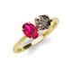 5 - Tanya Oval Shape Ruby & Cushion Shape Smoky Quartz 2 Stone Duo Ring 