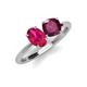 3 - Tanya Oval Shape Ruby & Cushion Shape Rhodolite Garnet 2 Stone Duo Ring 