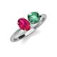 5 - Tanya Oval Shape Ruby & Cushion Shape Lab Created Alexandrite 2 Stone Duo Ring 