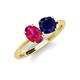 5 - Tanya Oval Shape Ruby & Cushion Shape Blue Sapphire 2 Stone Duo Ring 