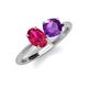 5 - Tanya Oval Shape Ruby & Cushion Shape Amethyst 2 Stone Duo Ring 