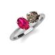 3 - Tanya Oval Shape Ruby & Cushion Shape Smoky Quartz 2 Stone Duo Ring 