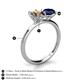 4 - Tanya Oval Shape Smoky Quartz & Cushion Shape Blue Sapphire 2 Stone Duo Ring 