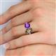 5 - Tanya Oval Shape Smoky Quartz & Cushion Shape Amethyst 2 Stone Duo Ring 