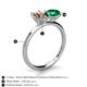 4 - Tanya Oval Shape Smoky Quartz & Cushion Shape Emerald 2 Stone Duo Ring 