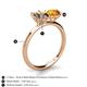 4 - Tanya Oval Shape Smoky Quartz & Cushion Shape Citrine 2 Stone Duo Ring 