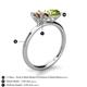 4 - Tanya Oval Shape Smoky Quartz & Cushion Shape Peridot 2 Stone Duo Ring 