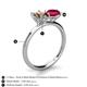 4 - Tanya Oval Shape Smoky Quartz & Cushion Shape Ruby 2 Stone Duo Ring 