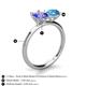 4 - Tanya Oval Shape Tanzanite & Cushion Shape Blue Topaz 2 Stone Duo Ring 