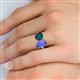 5 - Tanya Oval Shape Tanzanite & Cushion Shape London Blue Topaz 2 Stone Duo Ring 