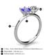 4 - Tanya Oval Shape Tanzanite & Cushion Shape Forever Brilliant Moissanite 2 Stone Duo Ring 