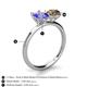 4 - Tanya Oval Shape Tanzanite & Cushion Shape Smoky Quartz 2 Stone Duo Ring 