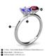 4 - Tanya Oval Shape Tanzanite & Cushion Shape Rhodolite Garnet 2 Stone Duo Ring 